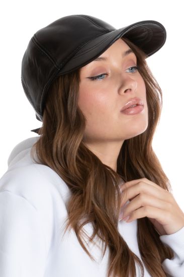 Hakiki Deri Unisex Şapka Deri Cap-Siyah