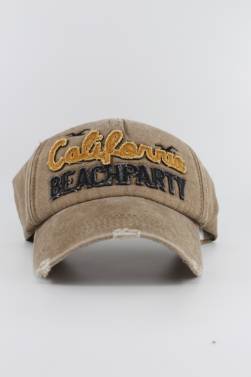 Eskitme Şapka California Beach Party-Bej