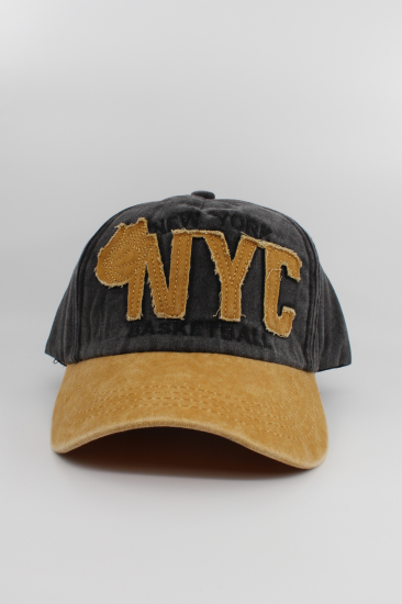 Eskitme Şapka NYC-Sari si̇yah