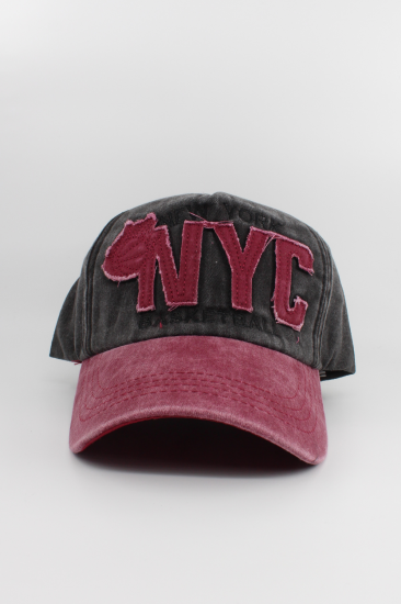 Eskitme Şapka NYC-Si̇yah bordo