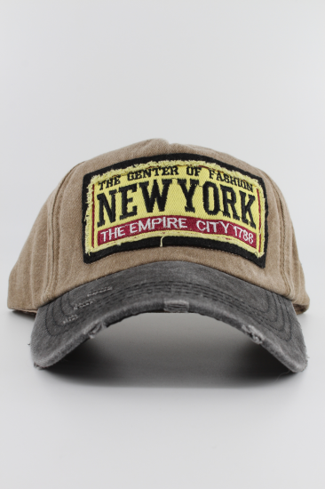 Eskitme Şapka New York The Empire City-Koyu krem