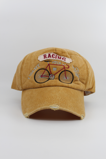 Eskitme Şapka Bisiklet Temalı Racing-Sari