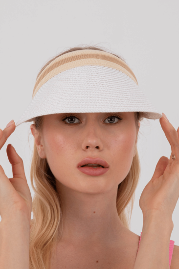 Kadın Hasır Vizör Şapka Tenisçi-Siperlik Şapka-Beyaz